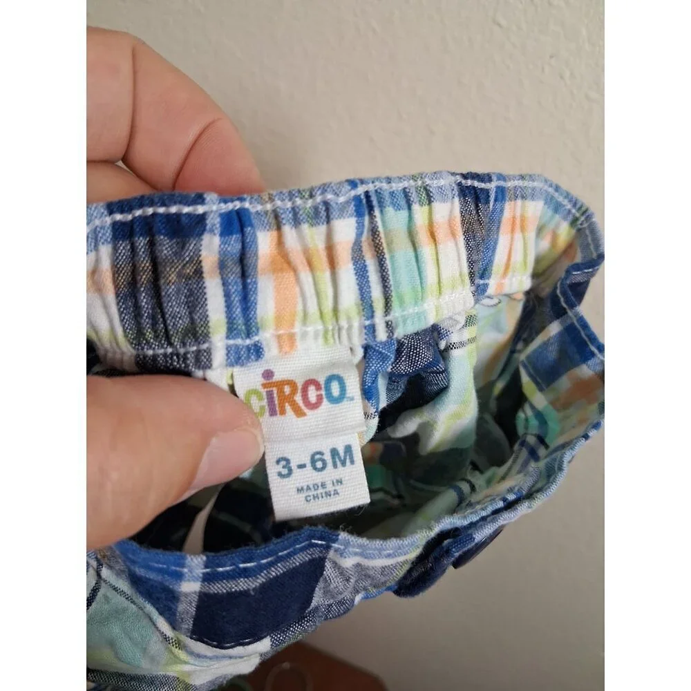 Circo Cotton Shorts Plaid Summer Casual Baby Boys Size 3-6 Months Blue